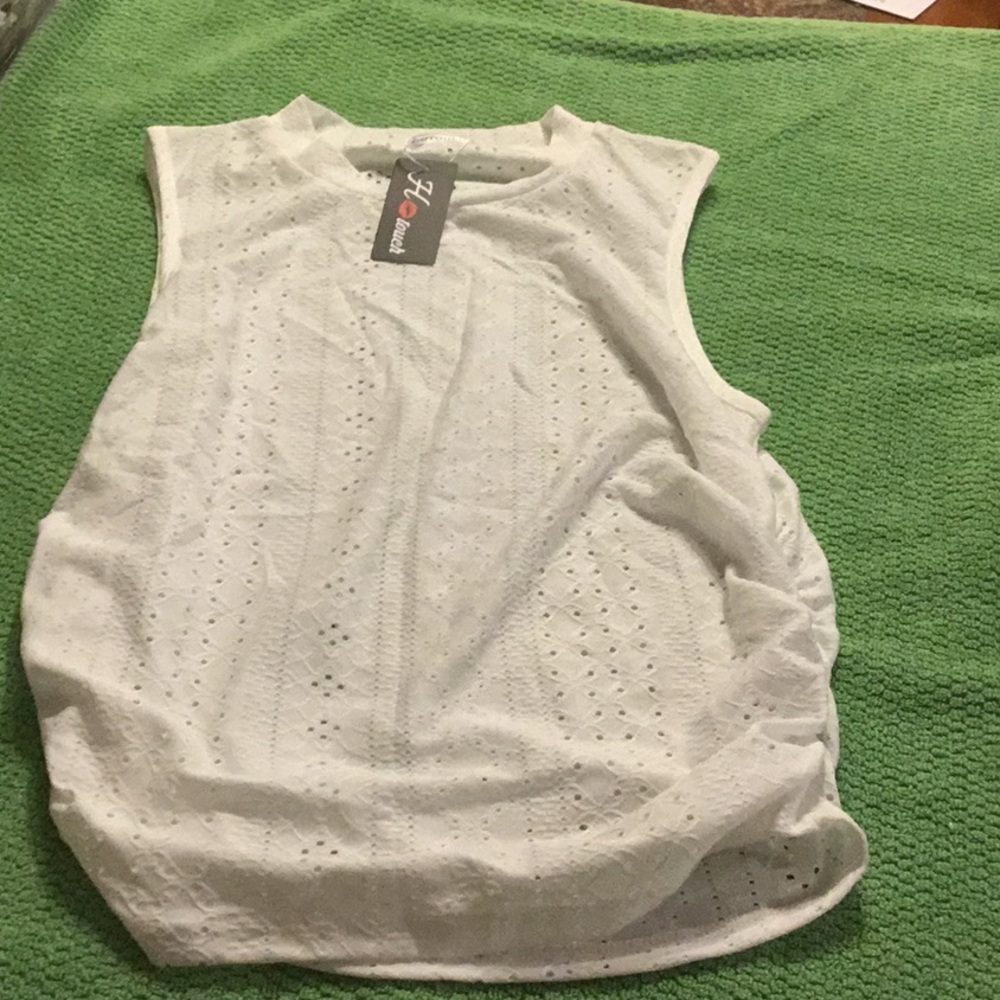 NWT White Eyelet Sleeveless Top